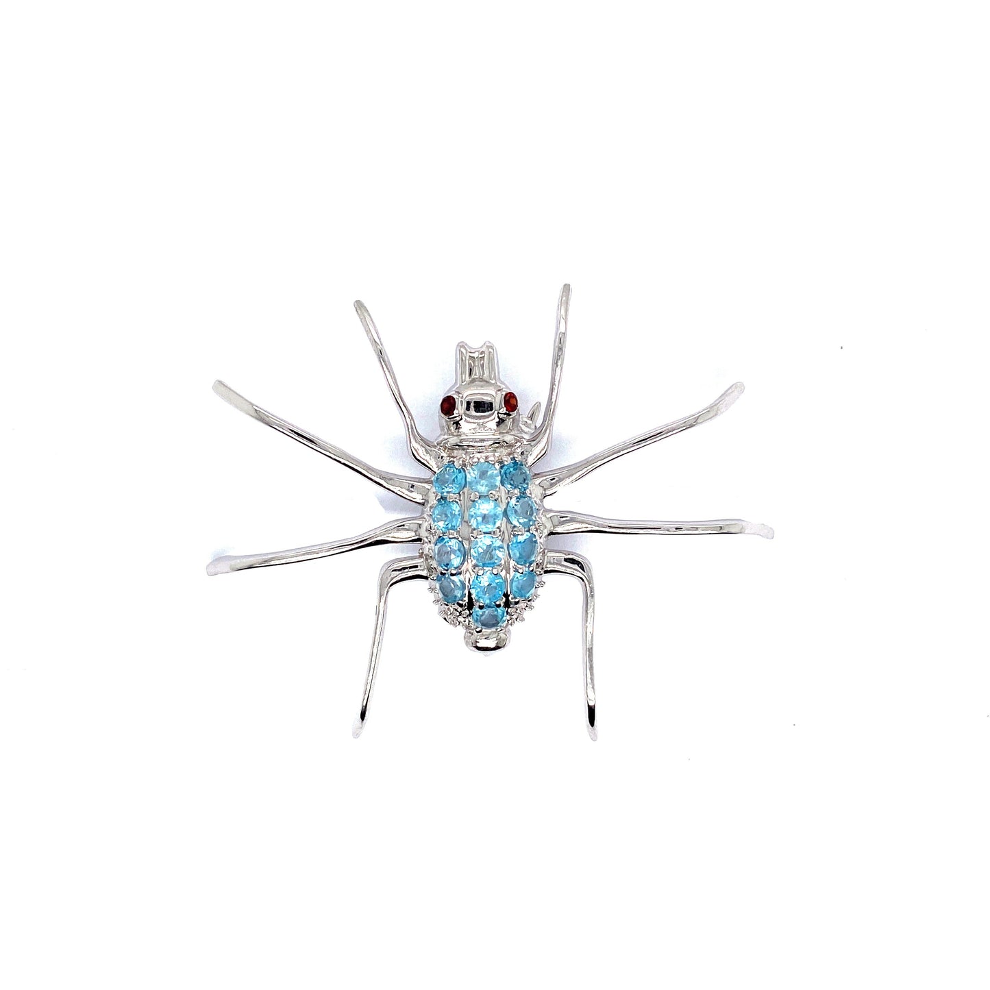 Blue Topaz Brooch in .925 Sterling Silver - KSBR 70360