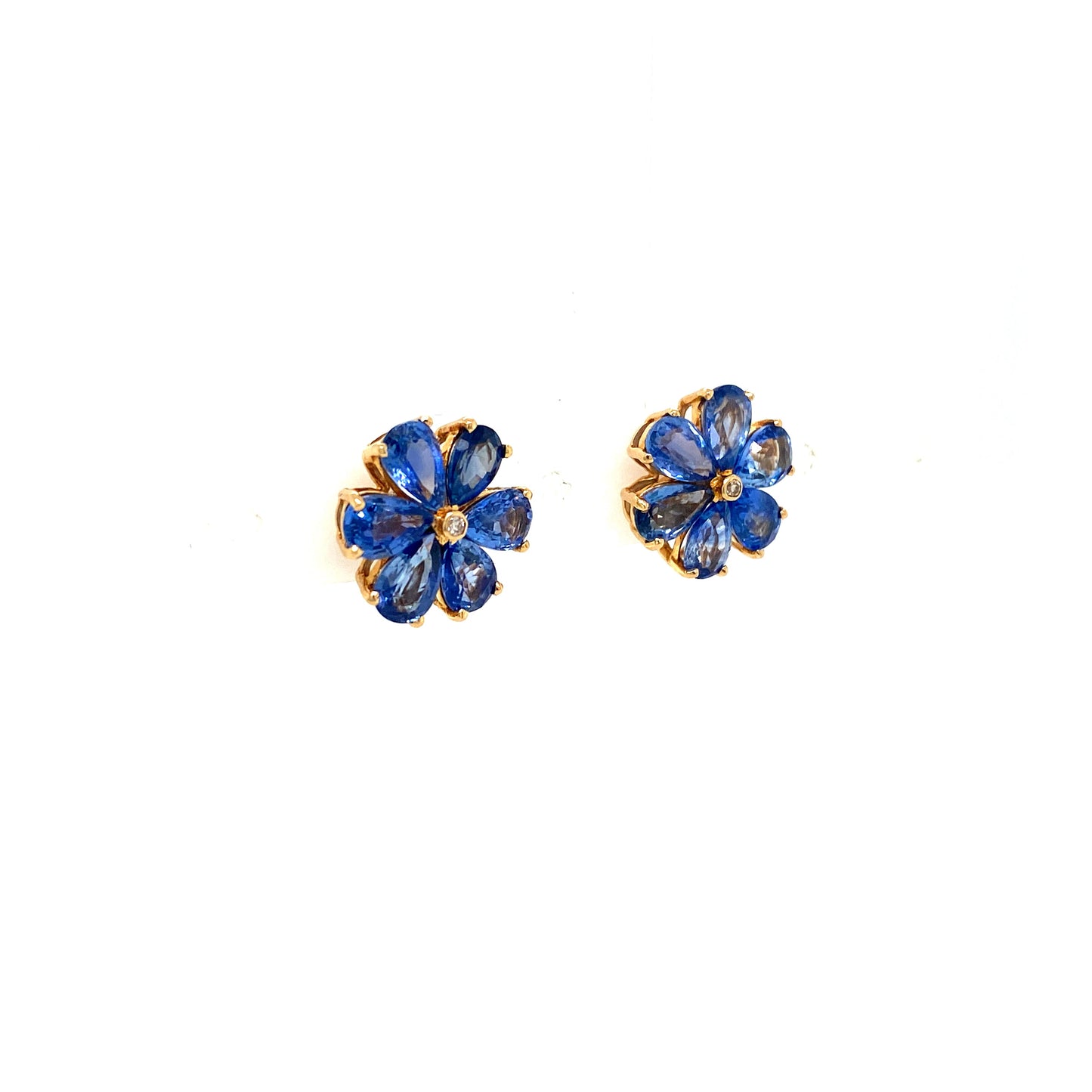 Sapphire and Diamond Earrings in 14K Yellow Gold - KGT 31332