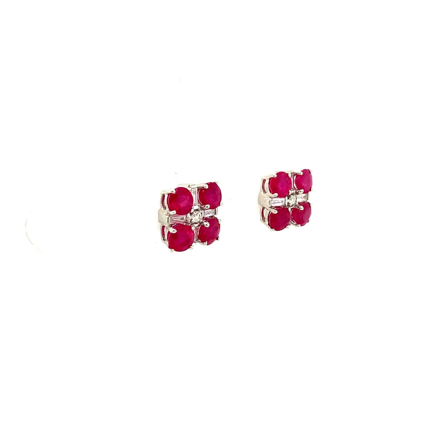 Ruby and Diamond Earring in 14K White Gold - KGT 31654