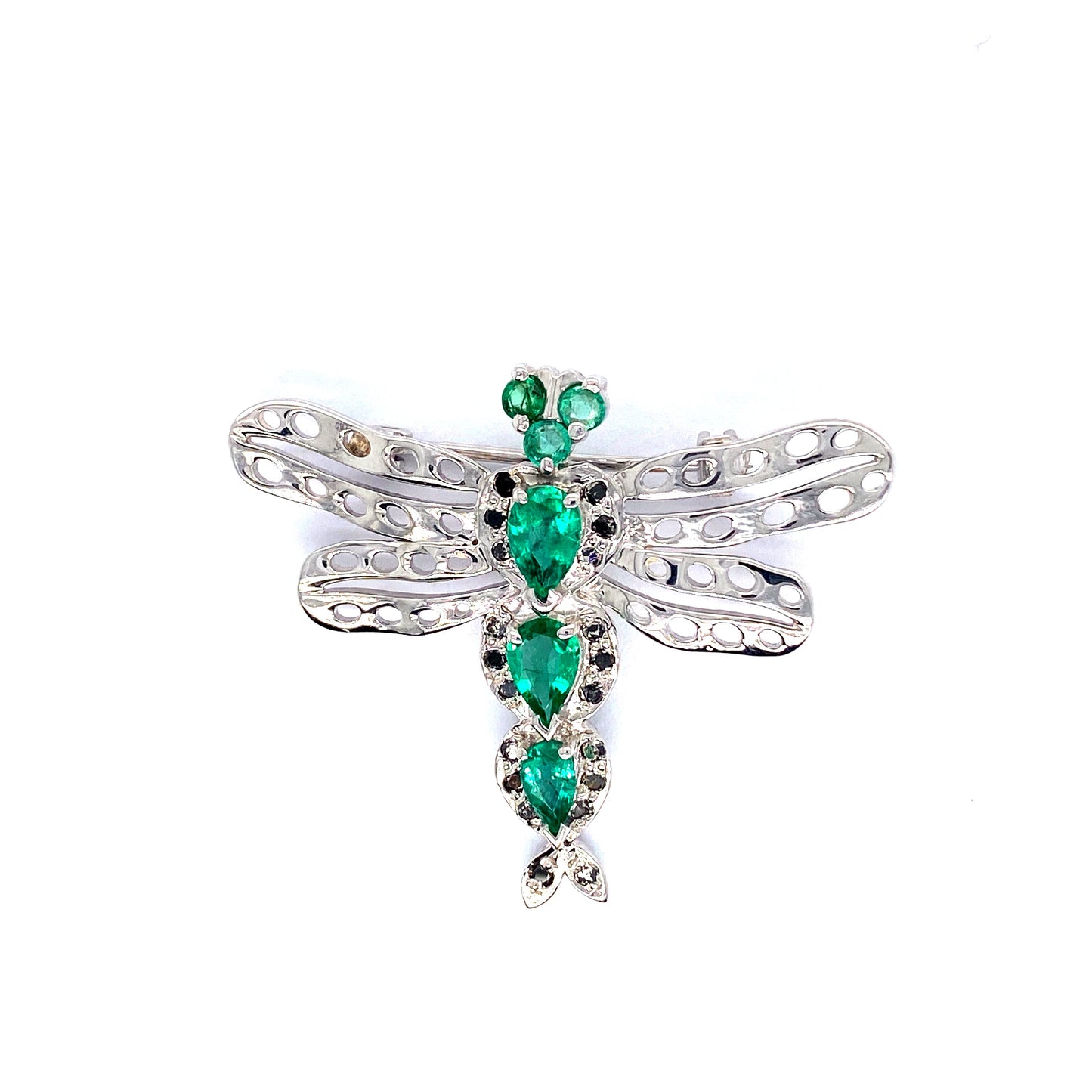Emerald Brooch in .925 Sterling Silver - KSBR 75829