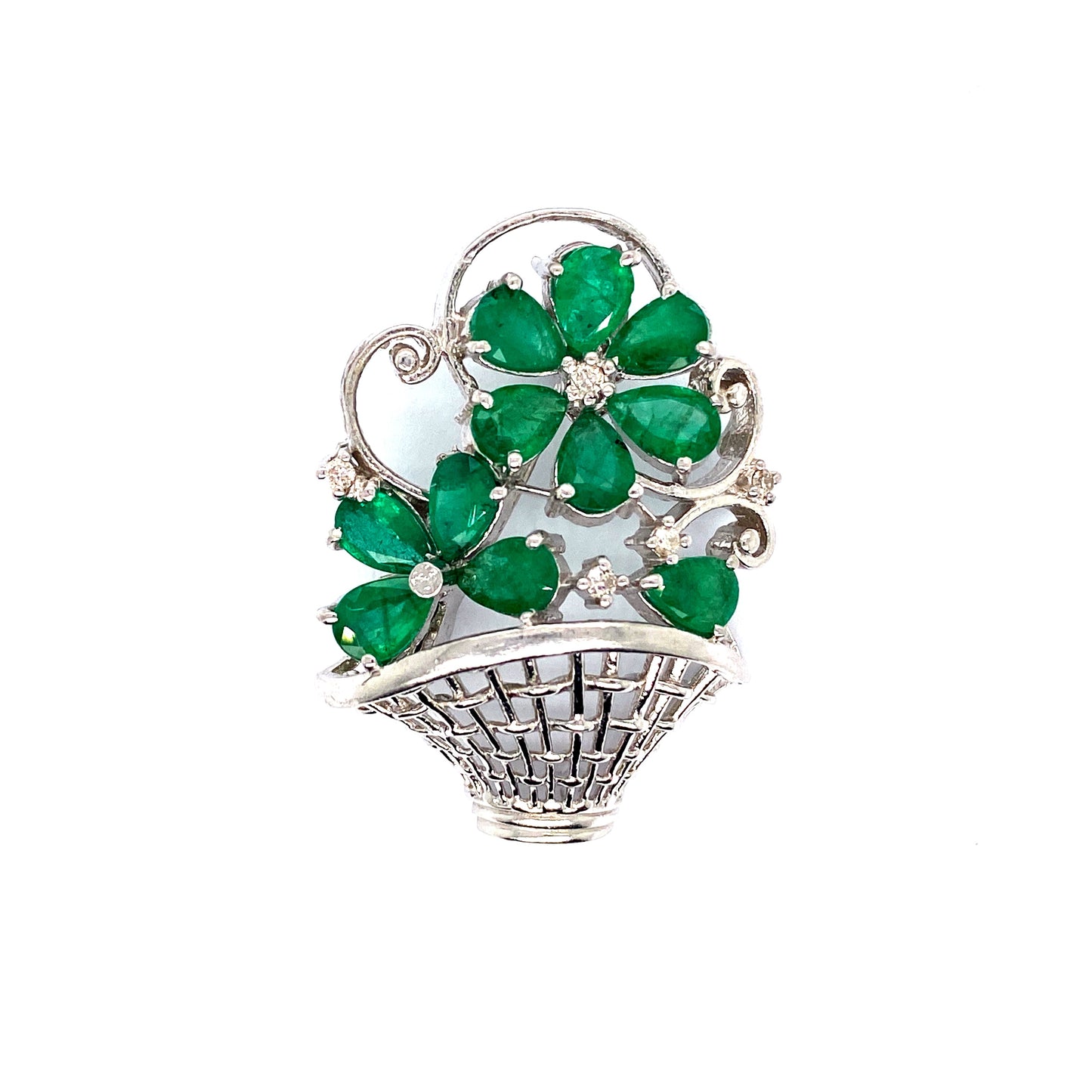 Emerald Brooch in .925 Sterling Silver - KSBR 76799