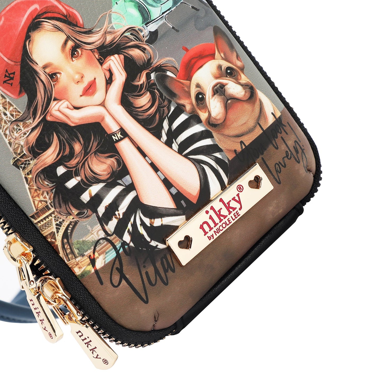 ZIPPERED CROSSBODY PHONE/WALLET BAG (EIFFEL DREAMS)