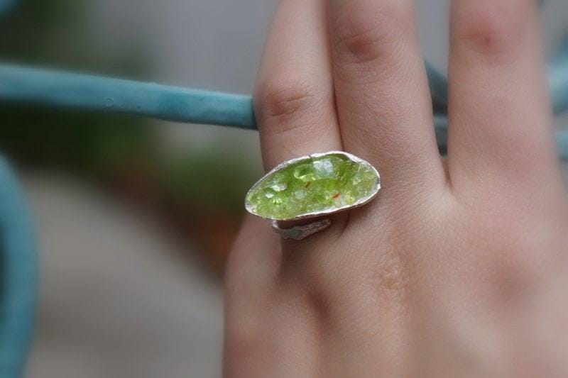 Murano Glass Silver Statement Ring, Handmade Statement Jewelry, Organic Nature Band, Gift for Balance & Connection, Sterling Silver 925