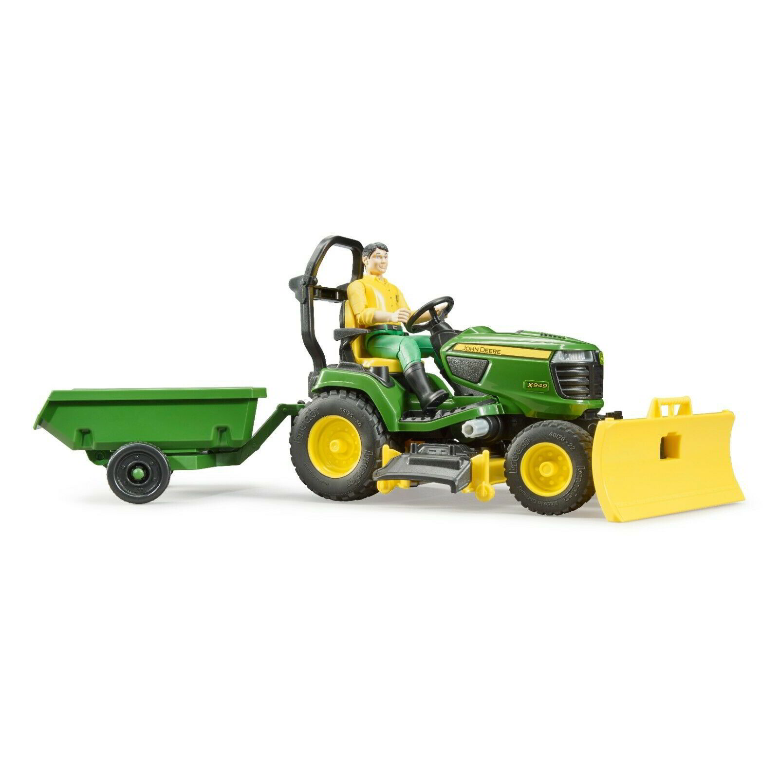 Bruder John Deere Fűnyírós traktor - Zöld/sárga