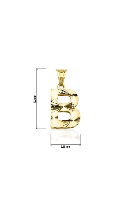 14ct Gold B Letter Mini Shine Pendant