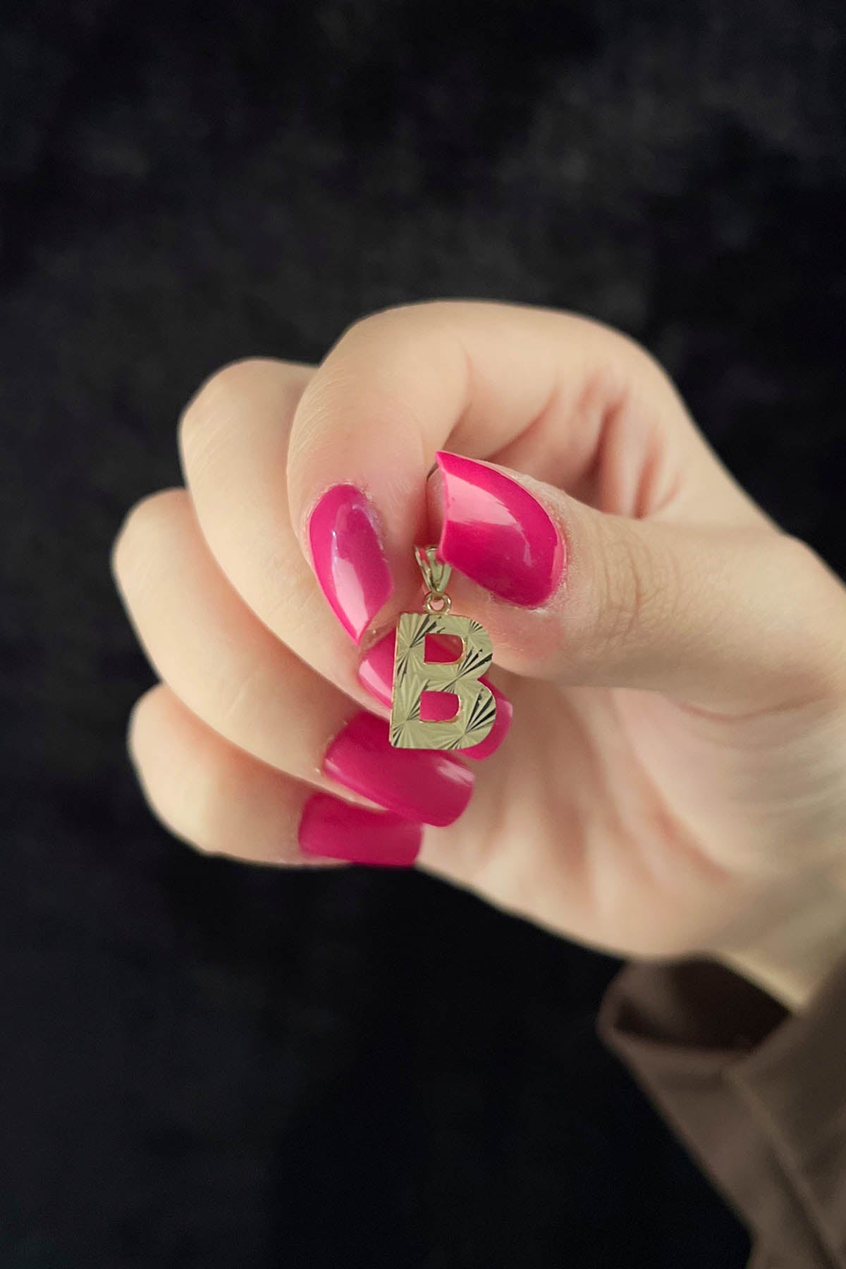 14ct Gold B Letter Mini Shine Pendant