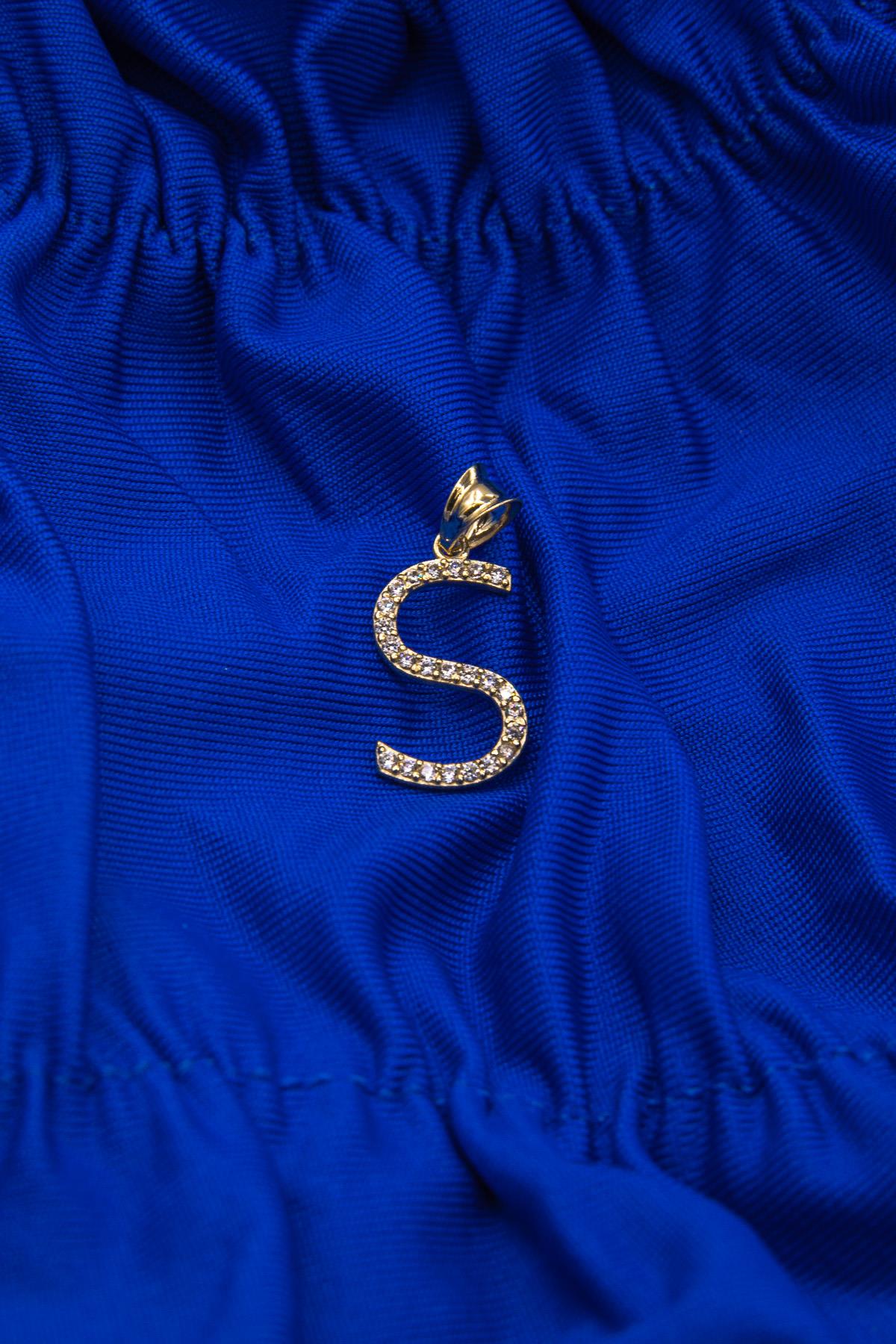 14ct Gold Stone S Letter Charm