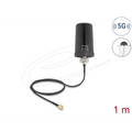 Delock 5G LTE GNSS WiFi 6 antenna SMA-dugó 1,1 - 4,0 dBi irányítatlan, csatlakozókábellel ULA100 1 m, tetőre szerelhető, kültéri, fekete (81473)