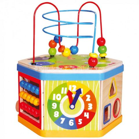 Bino Toys 7 az 1-ben fa készségfejlesztő hatszög (84186)