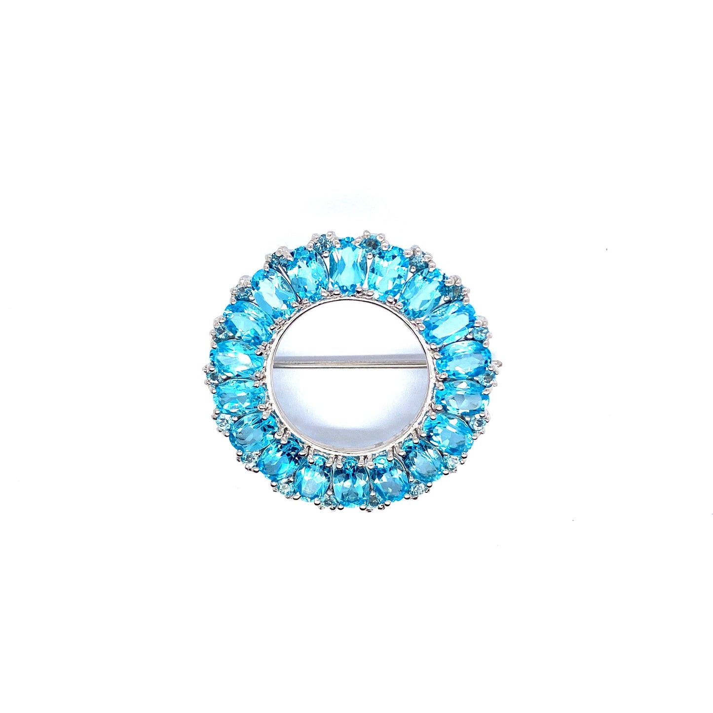 Blue Topaz Brooch in .925 Sterling Silver - KSBR 70944