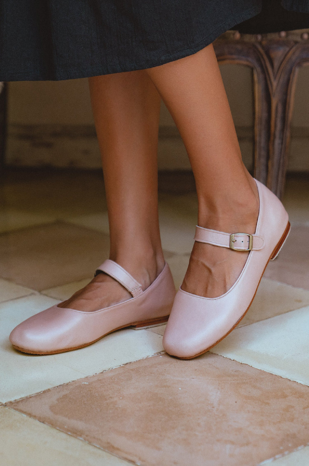 Belle Rose Mary Jane Leather Flats