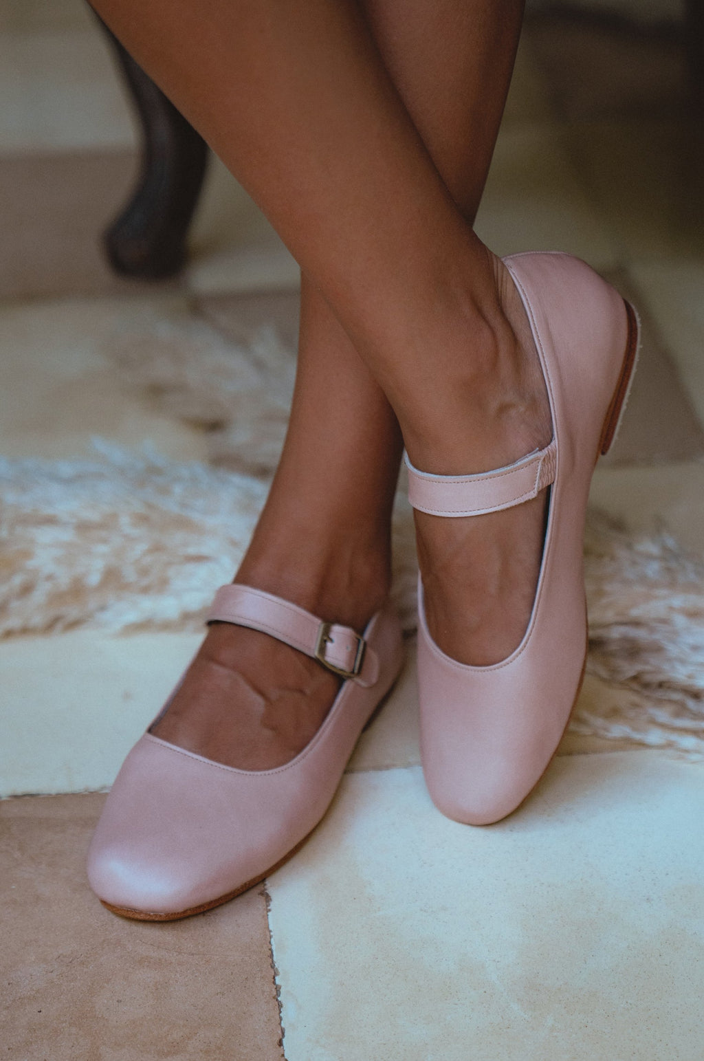 Belle Rose Mary Jane Leather Flats