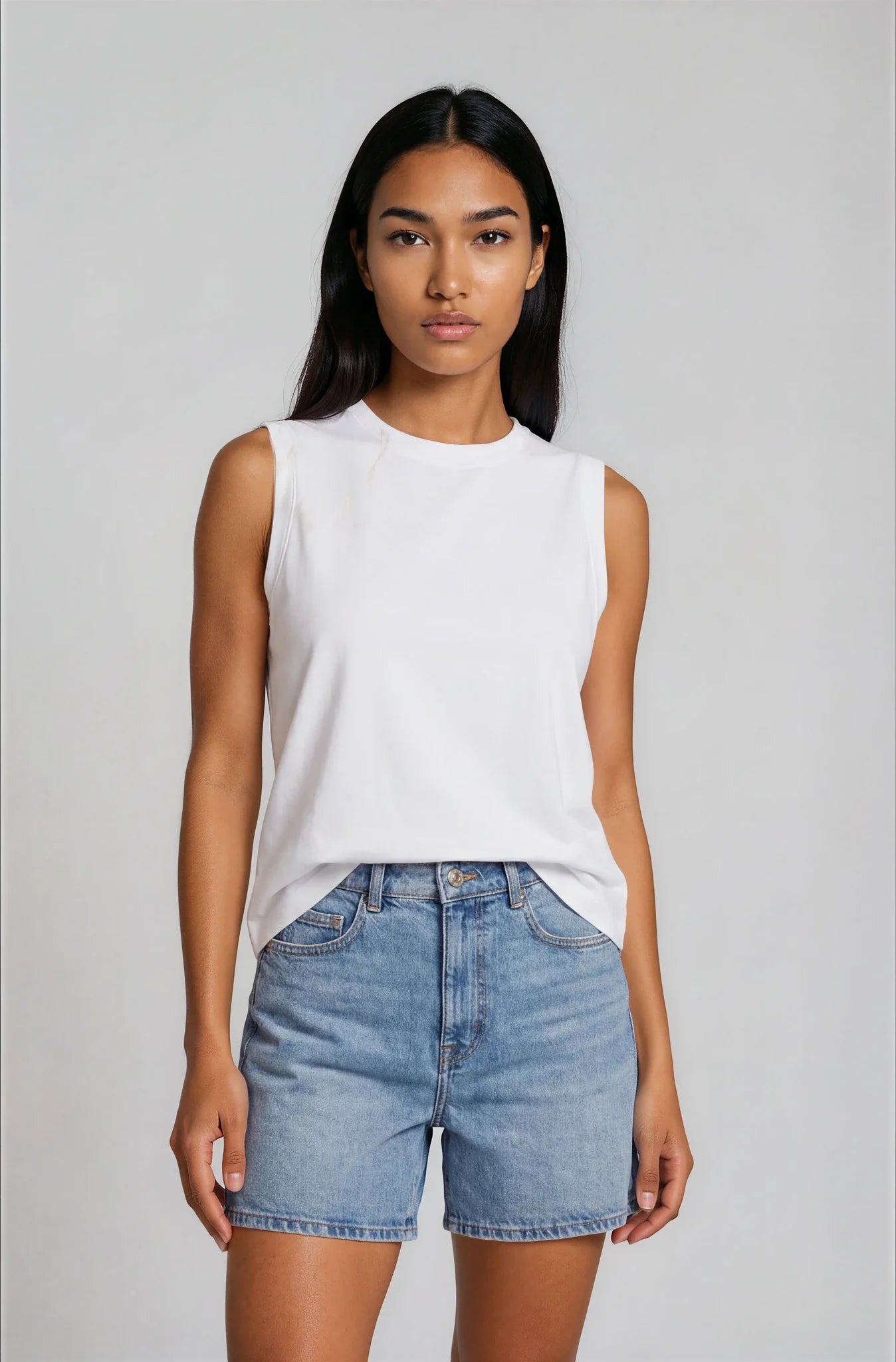 Camiseta Básica Premium Algodón Orgánico – Tirantes Anchos Mujer