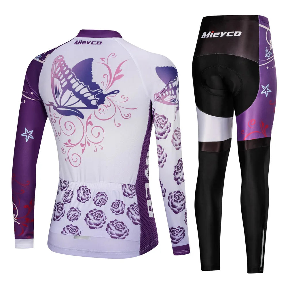 Women Long Sleeve Cycling Jersey Set MTB Bike Quick Dry Breathable Cycling Suit