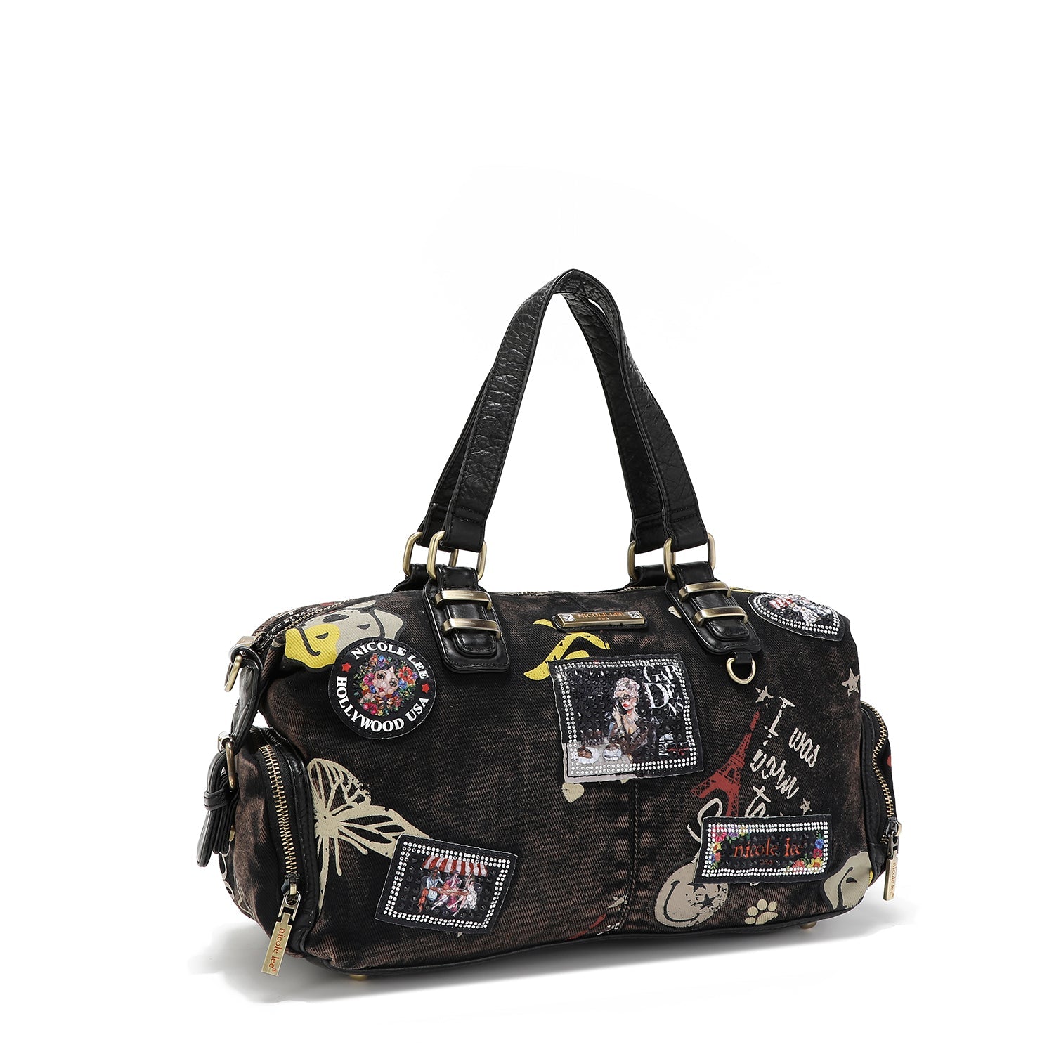 BOLSO MEDIANO DE MANO DE TELA VAQUERA MARRON