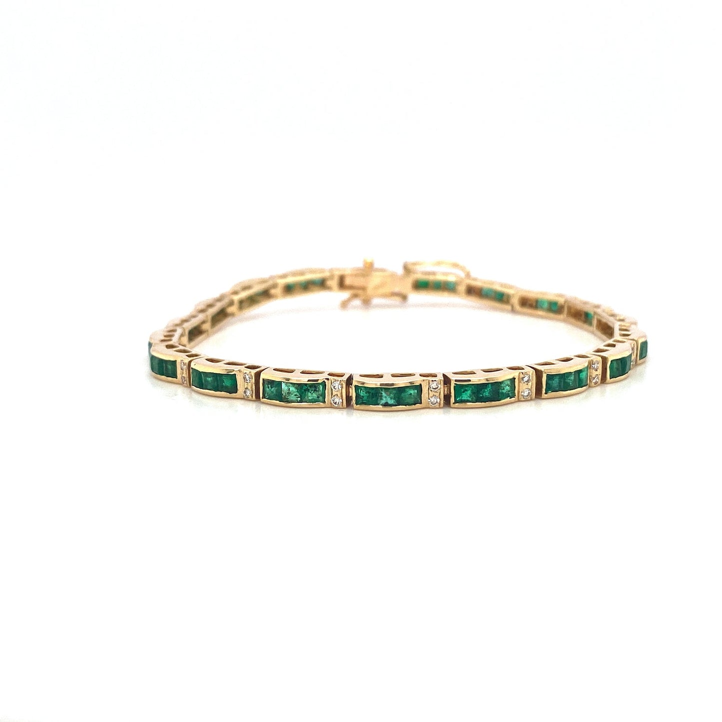 Emerald and Diamond Bracelet in 14K Yellow Gold - KGD 41538