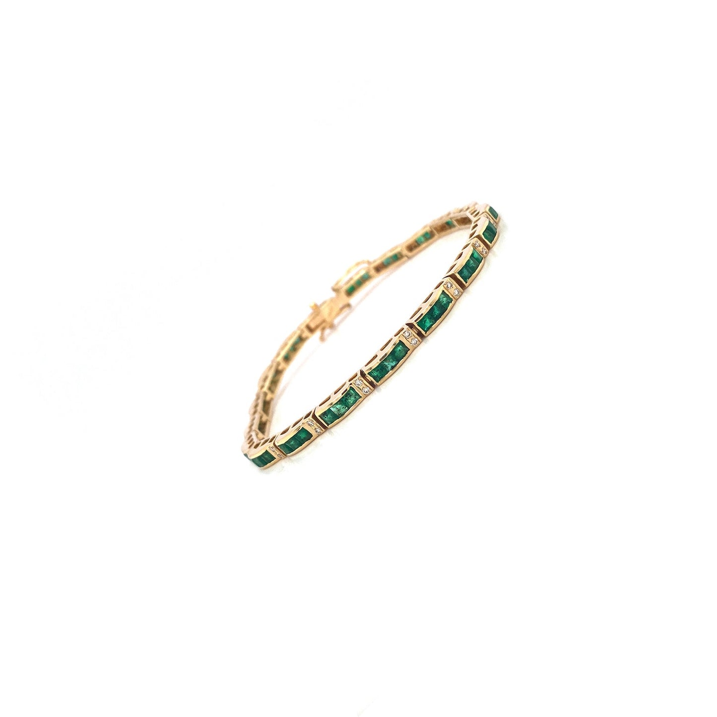Emerald and Diamond Bracelet in 14K Yellow Gold - KGD 41538