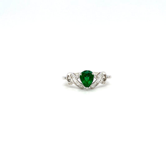 Emerald and Diamond Ring in 18K White Gold - KGR 15863