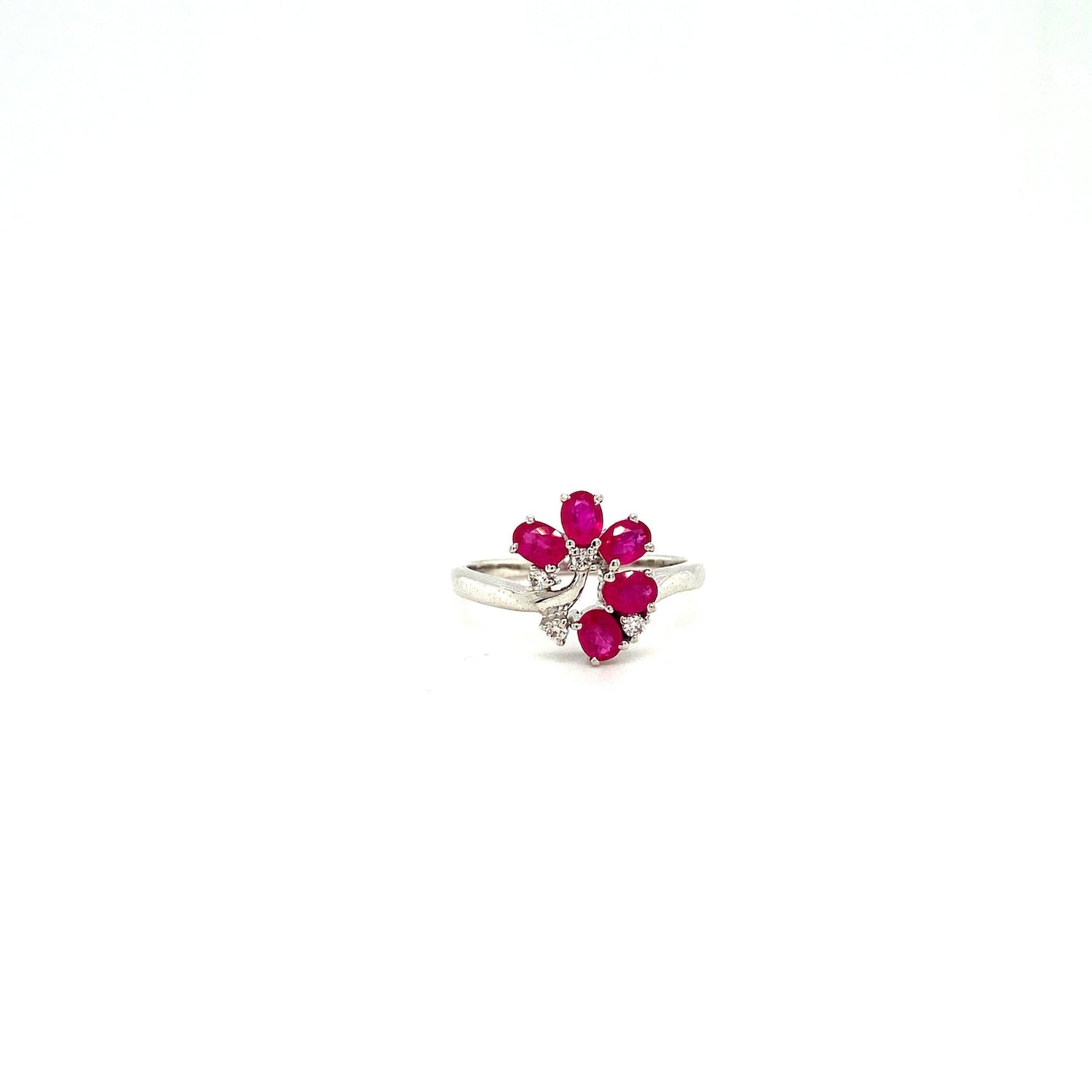 Ruby and Diamond Ring in 14K White Gold - KGR 15916