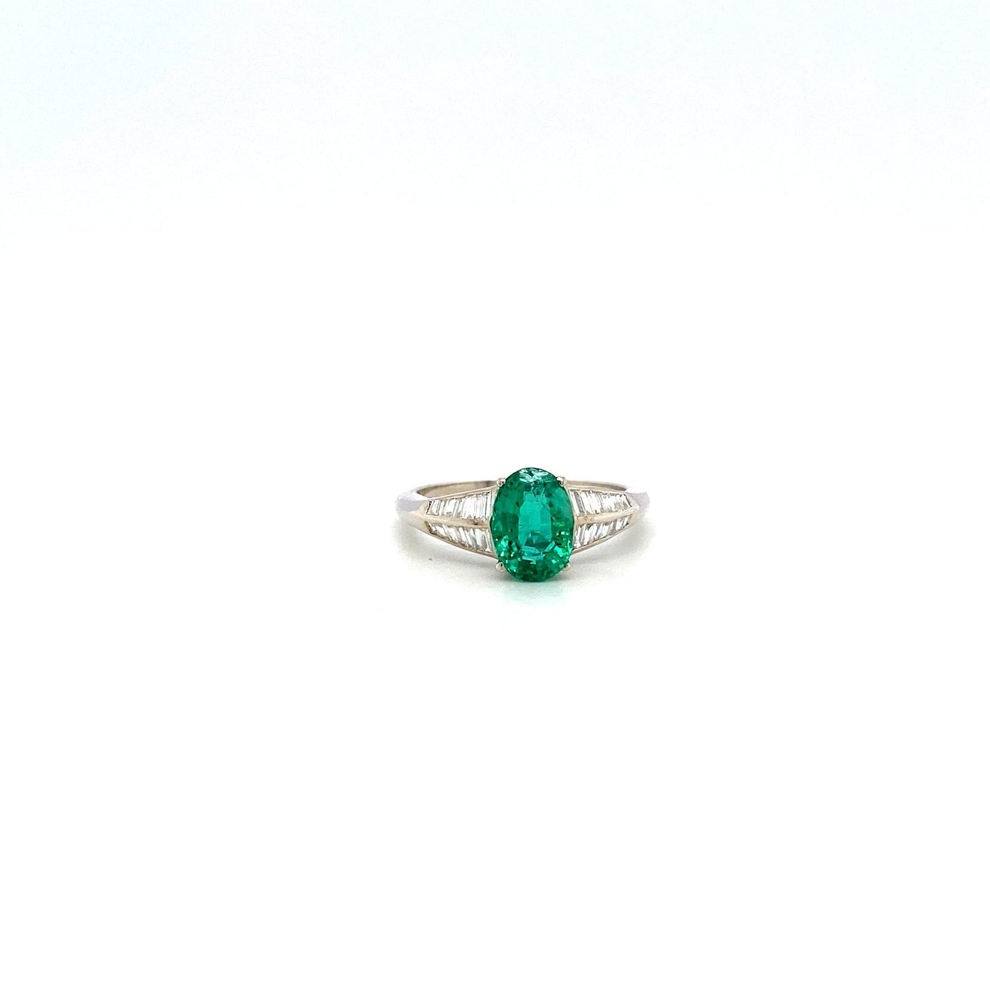 Emerald and Diamond Ring in 18K White Gold - KGR 16444