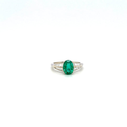 Emerald and Diamond Ring in 18K White Gold - KGR 16444