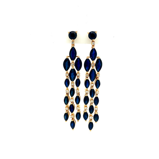 Sapphire and Diamond Earrings in 14K Yellow Gold - KGT 32482