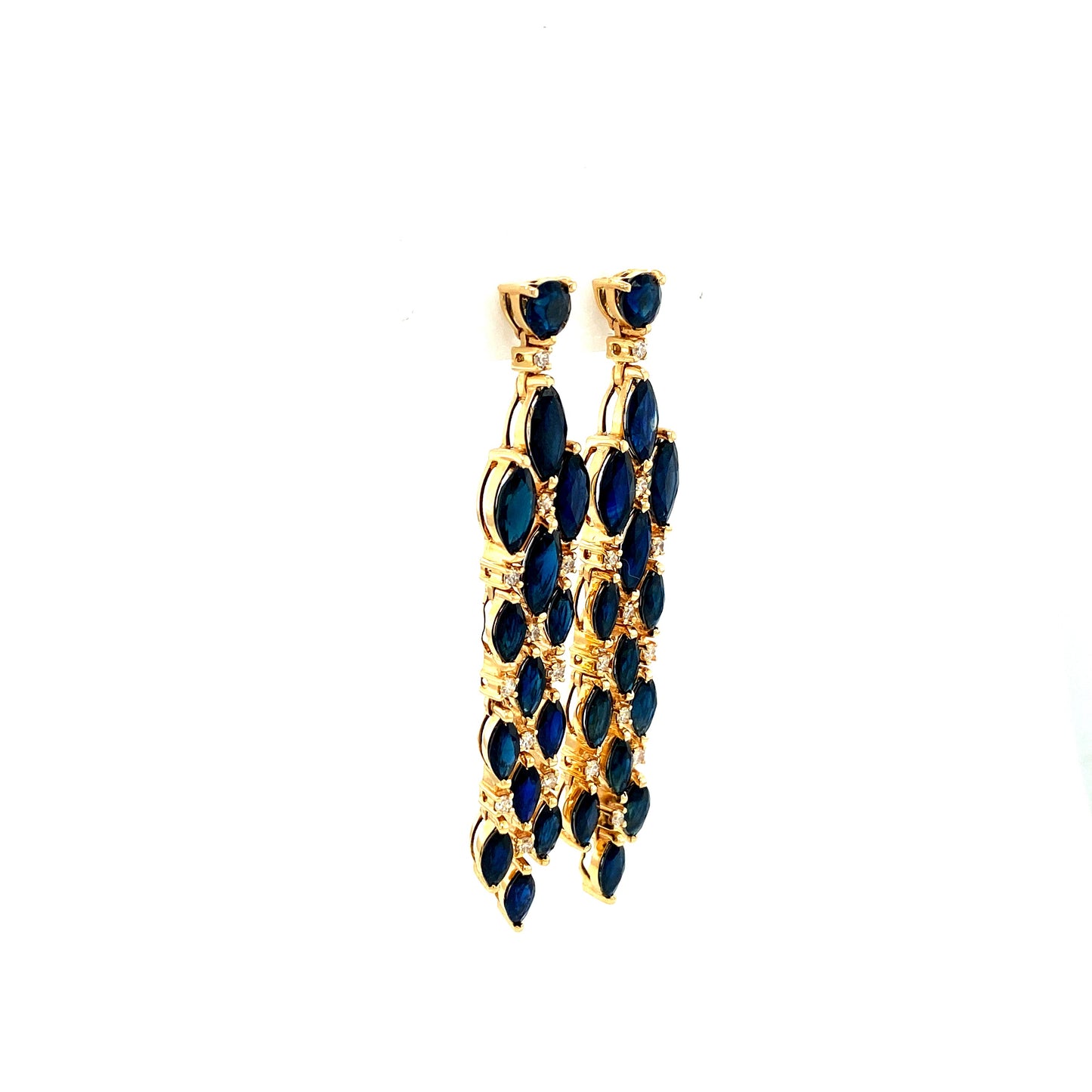 Sapphire and Diamond Earrings in 14K Yellow Gold - KGT 32482