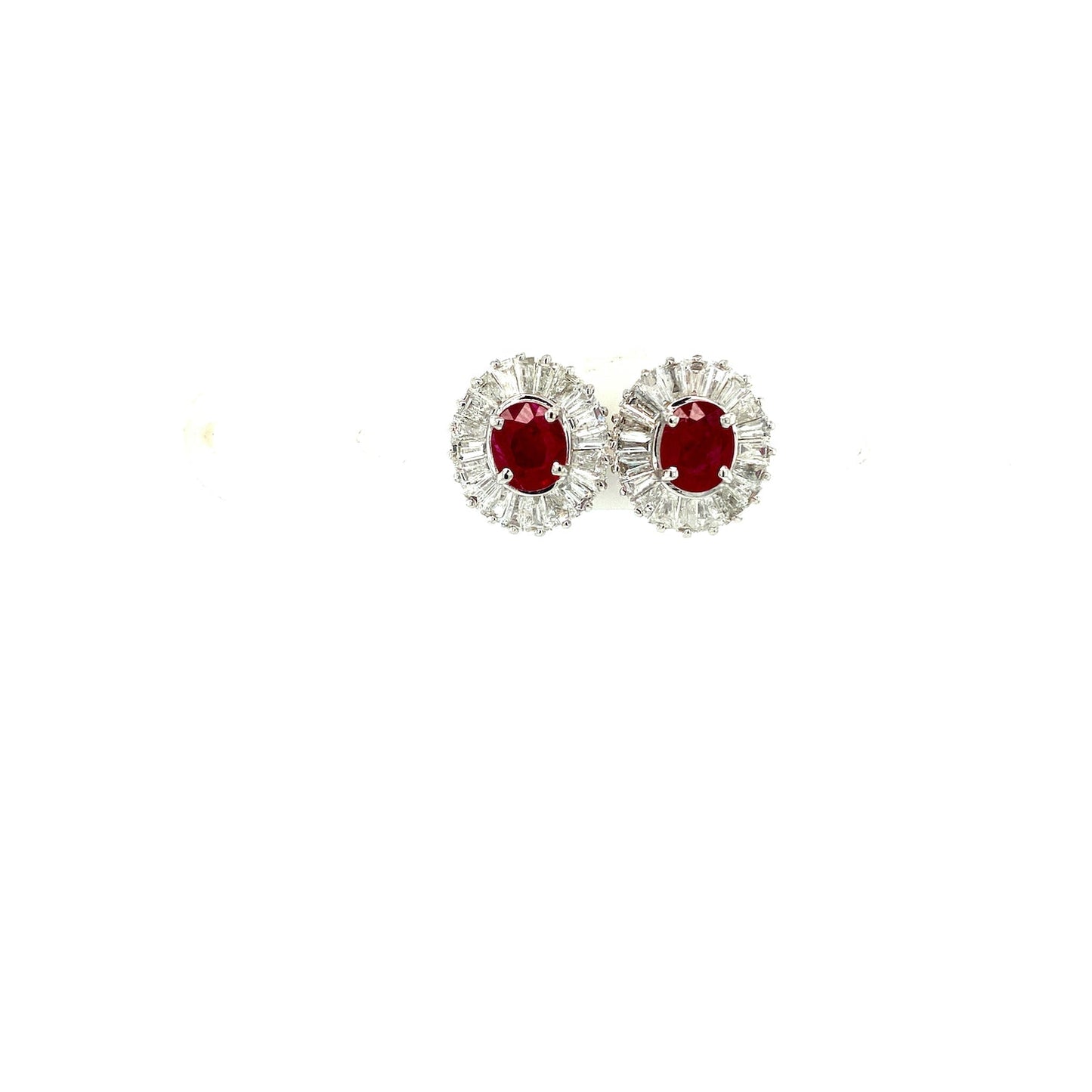 Ruby and Diamond Earring in 14K White Gold - KGT 33190