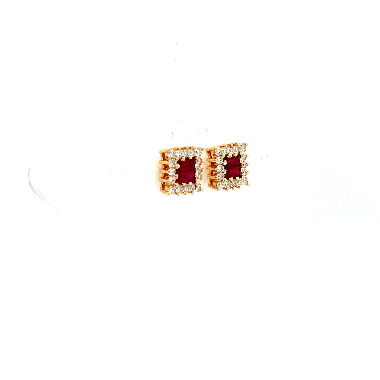 Ruby and Diamond Earring in 14K Yellow Gold - KGT 33221