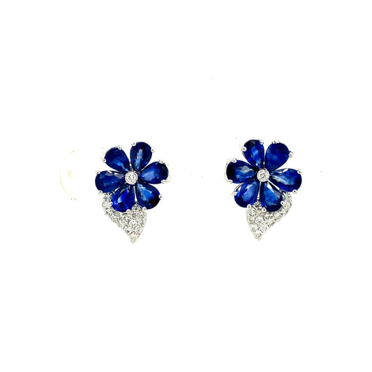 Sapphire and Diamond Earrings in 14K White Gold - KGT 33249