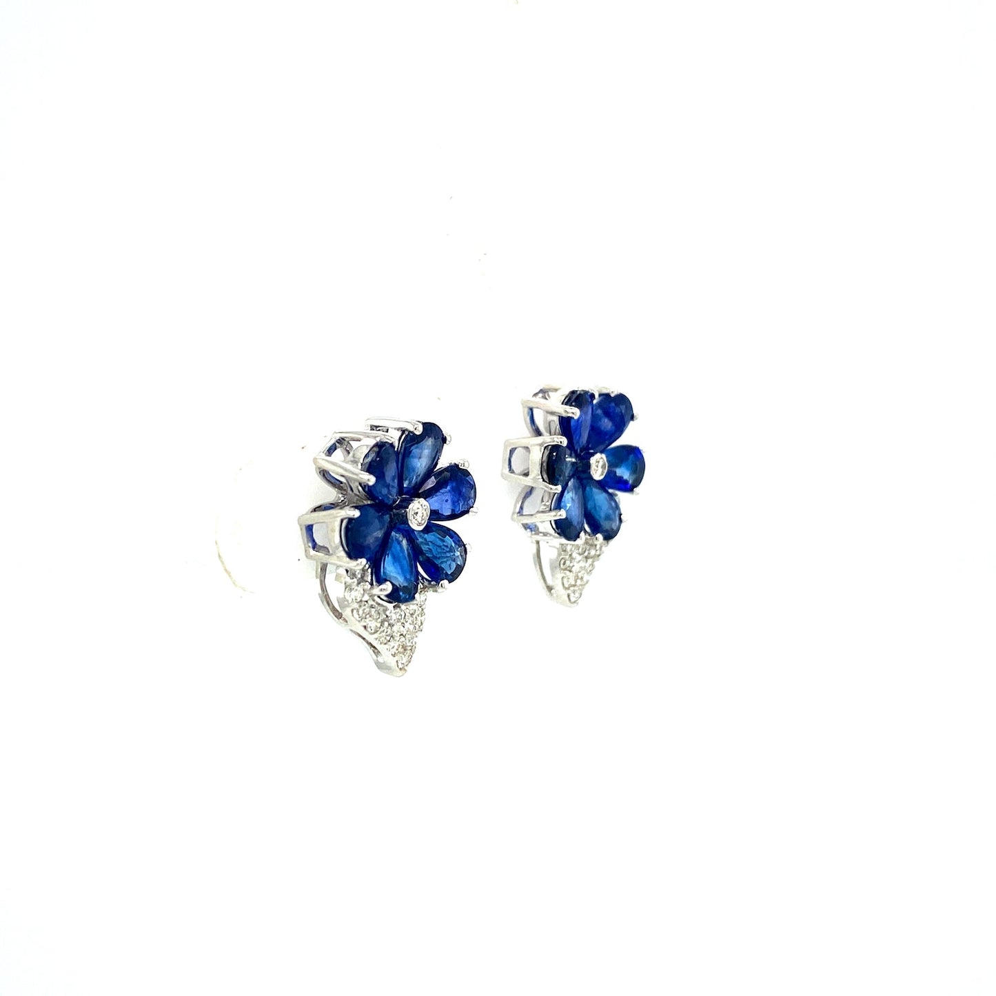 Sapphire and Diamond Earrings in 14K White Gold - KGT 33249