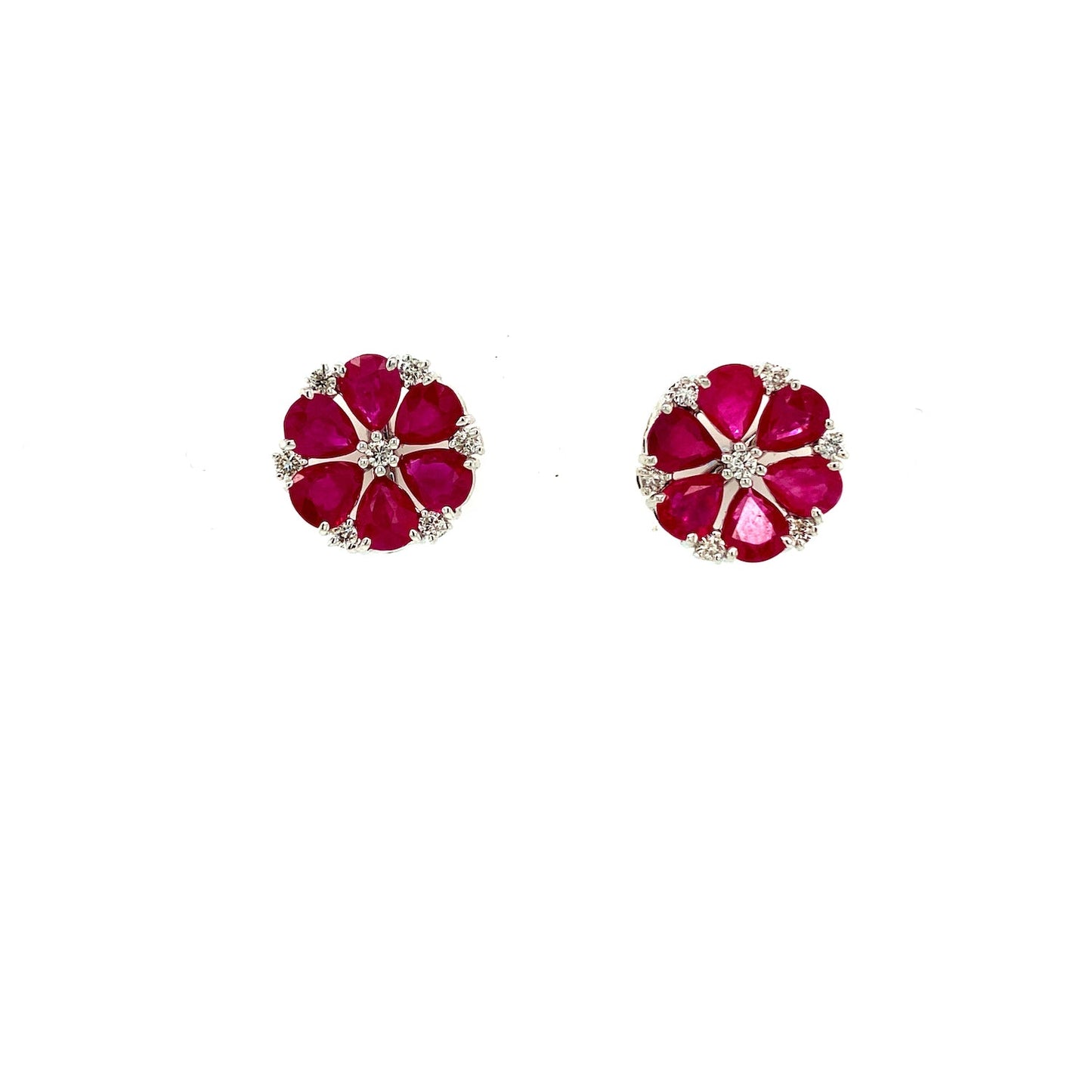 Ruby and Diamond Earring in 14K White Gold - KGT 33256
