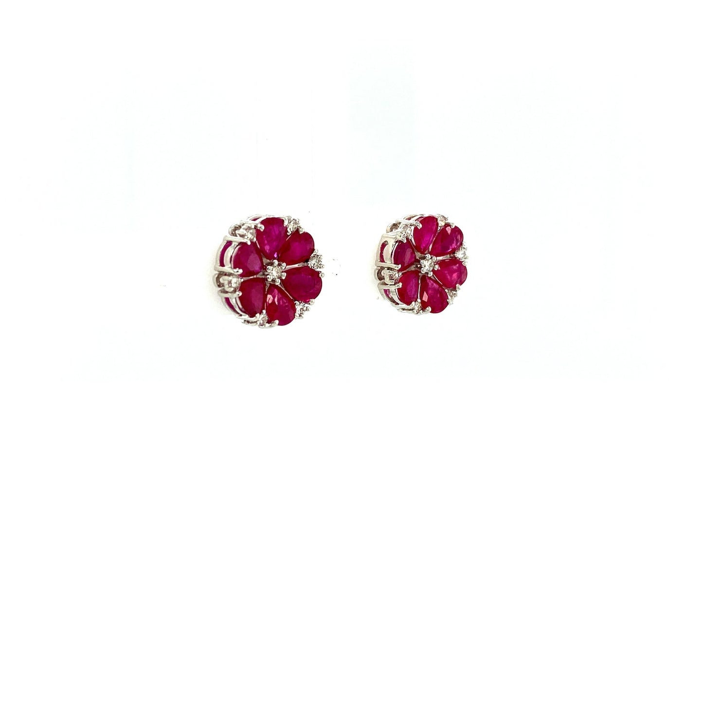 Ruby and Diamond Earring in 14K White Gold - KGT 33256