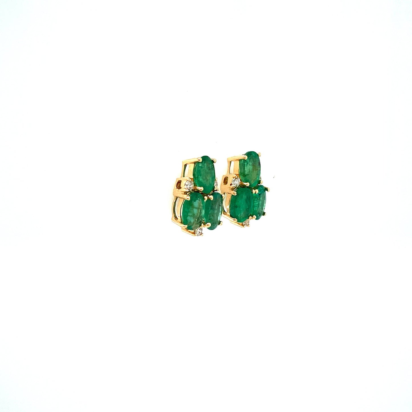 Emerald and Diamond Earring in 14K Yellow Gold - KGT 33573