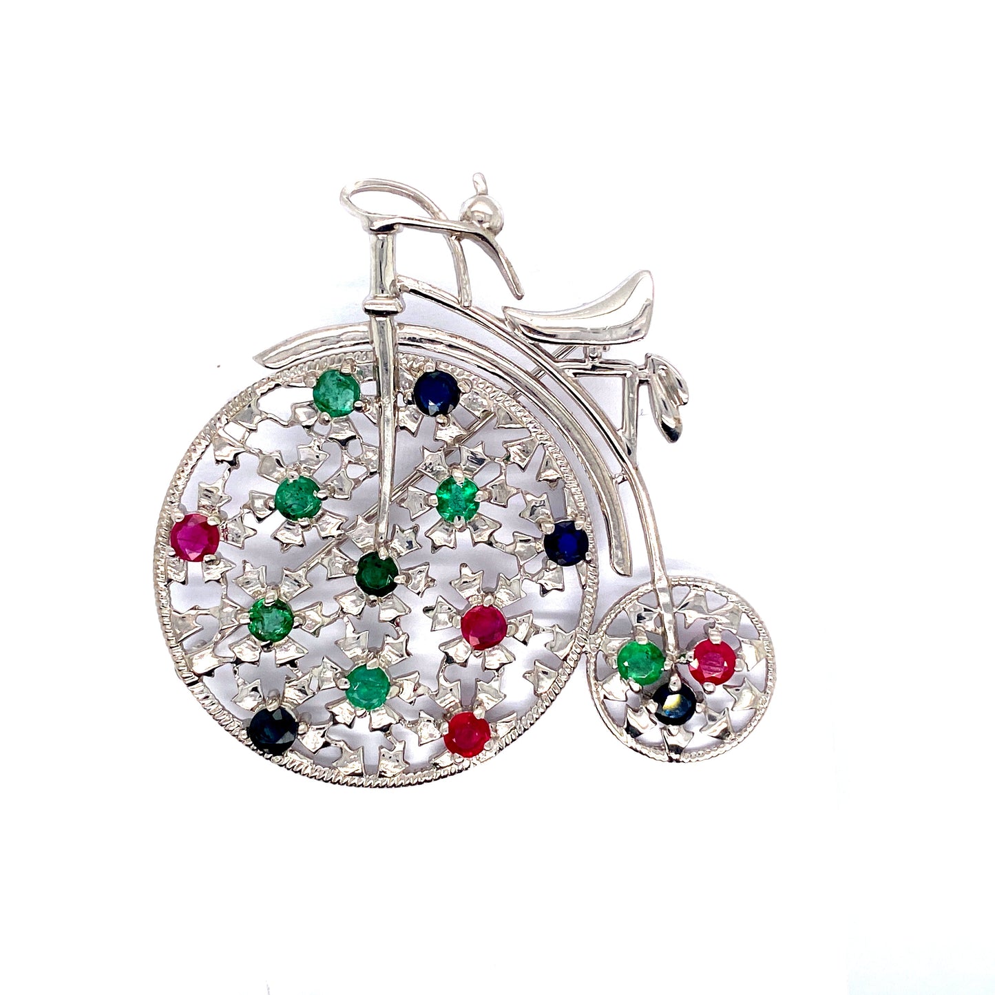 Multi Colour Stone Brooch in .925 Sterling Silver - KSBR 72947