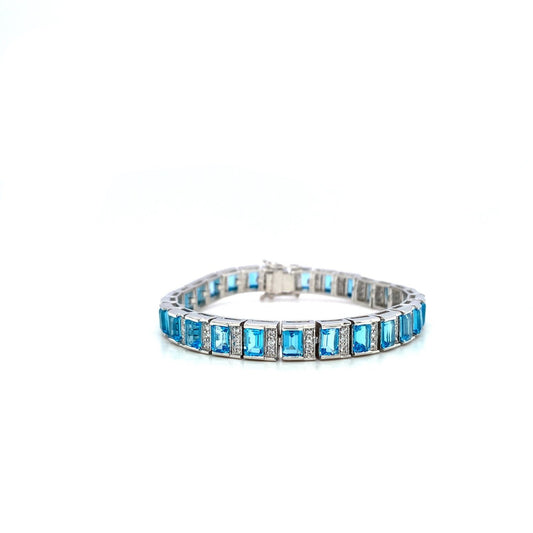 Blue Topaz Bracelet in .925 Sterling Silver - KSD 44433