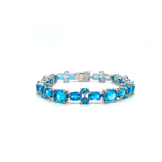 Blue Topaz Bracelet in .925 Sterling Silver - KSD 48429