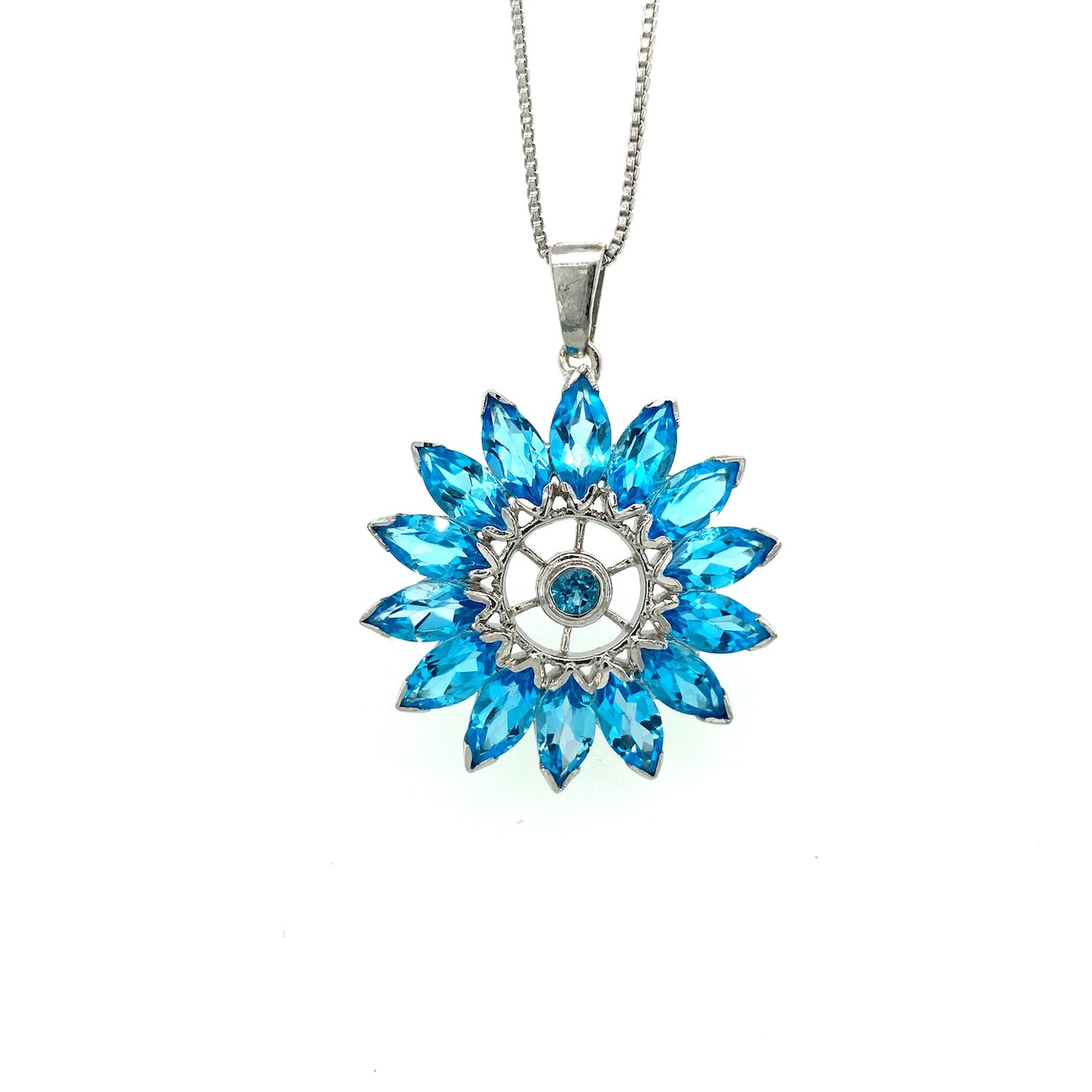 Blue Topaz Pendant in .925 Sterling Silver - KSP 13256