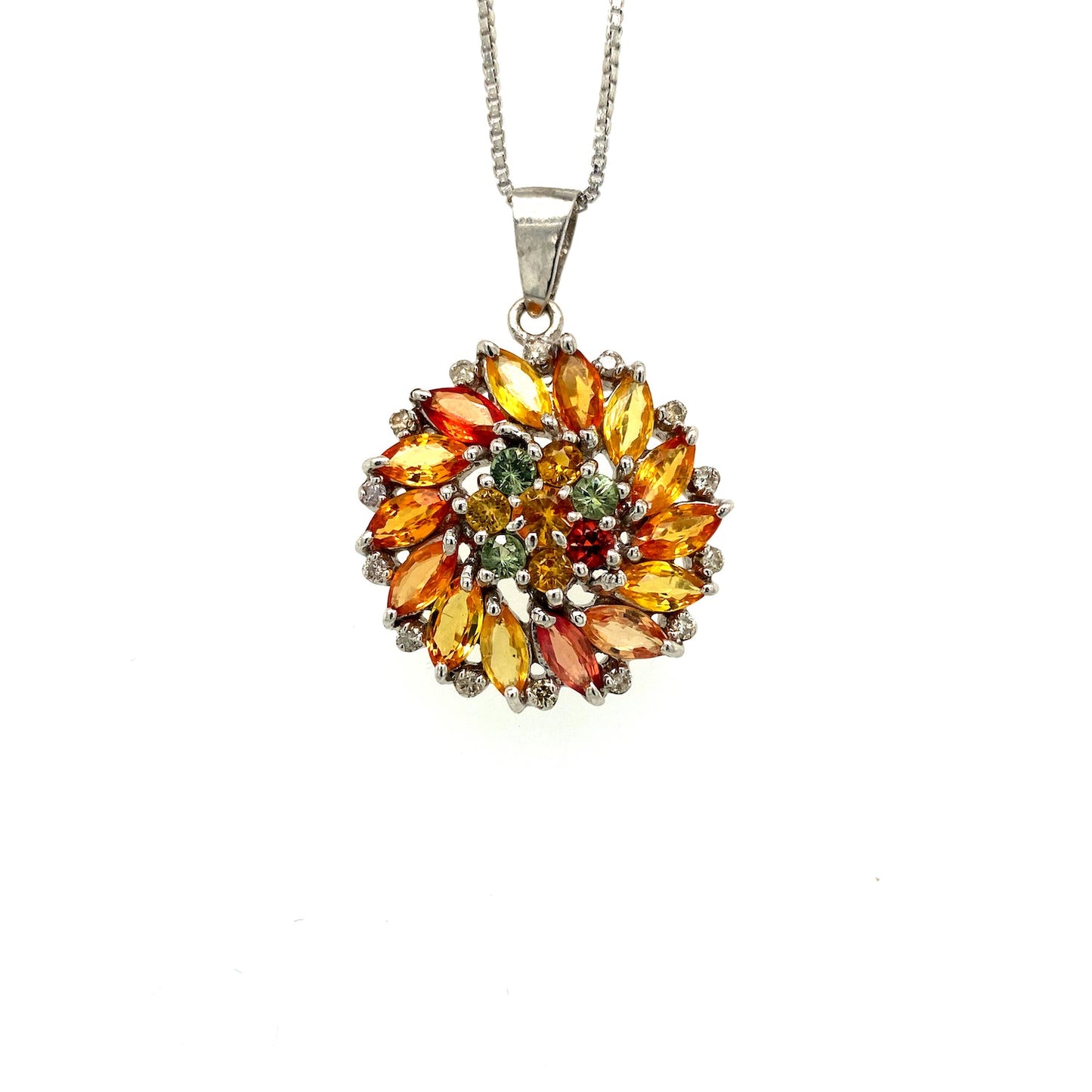 Multi Sapphire Pendant in .925 Sterling Silver - KSP 31007