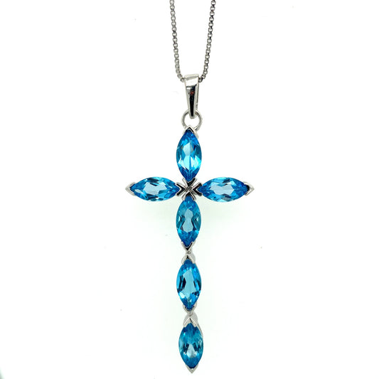 Blue Topaz Pendant in .925 Sterling Silver - KSP 33553