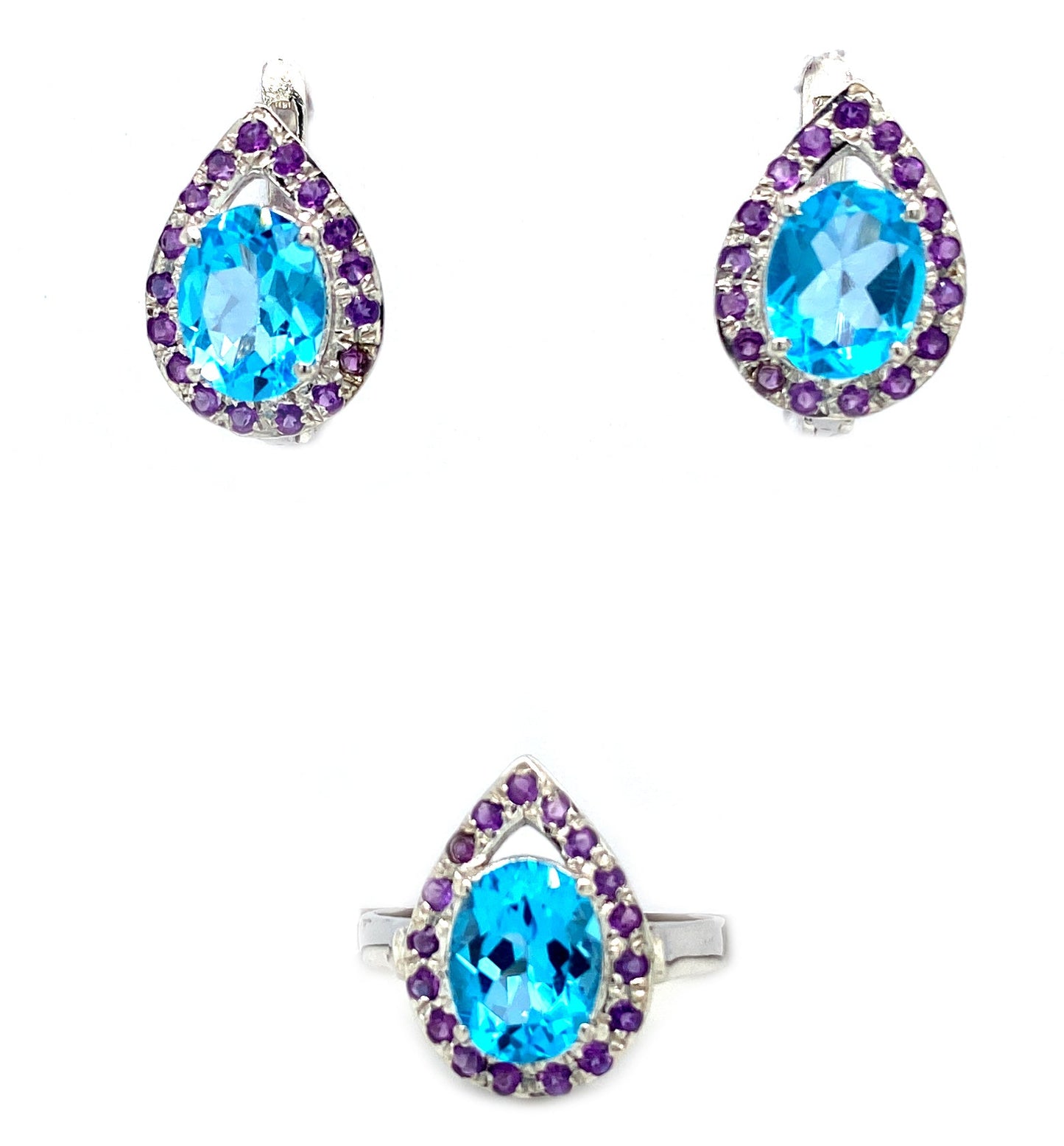 Multi Colour Stone Jewellery Set in .925 Sterling Silver - KSS 6440