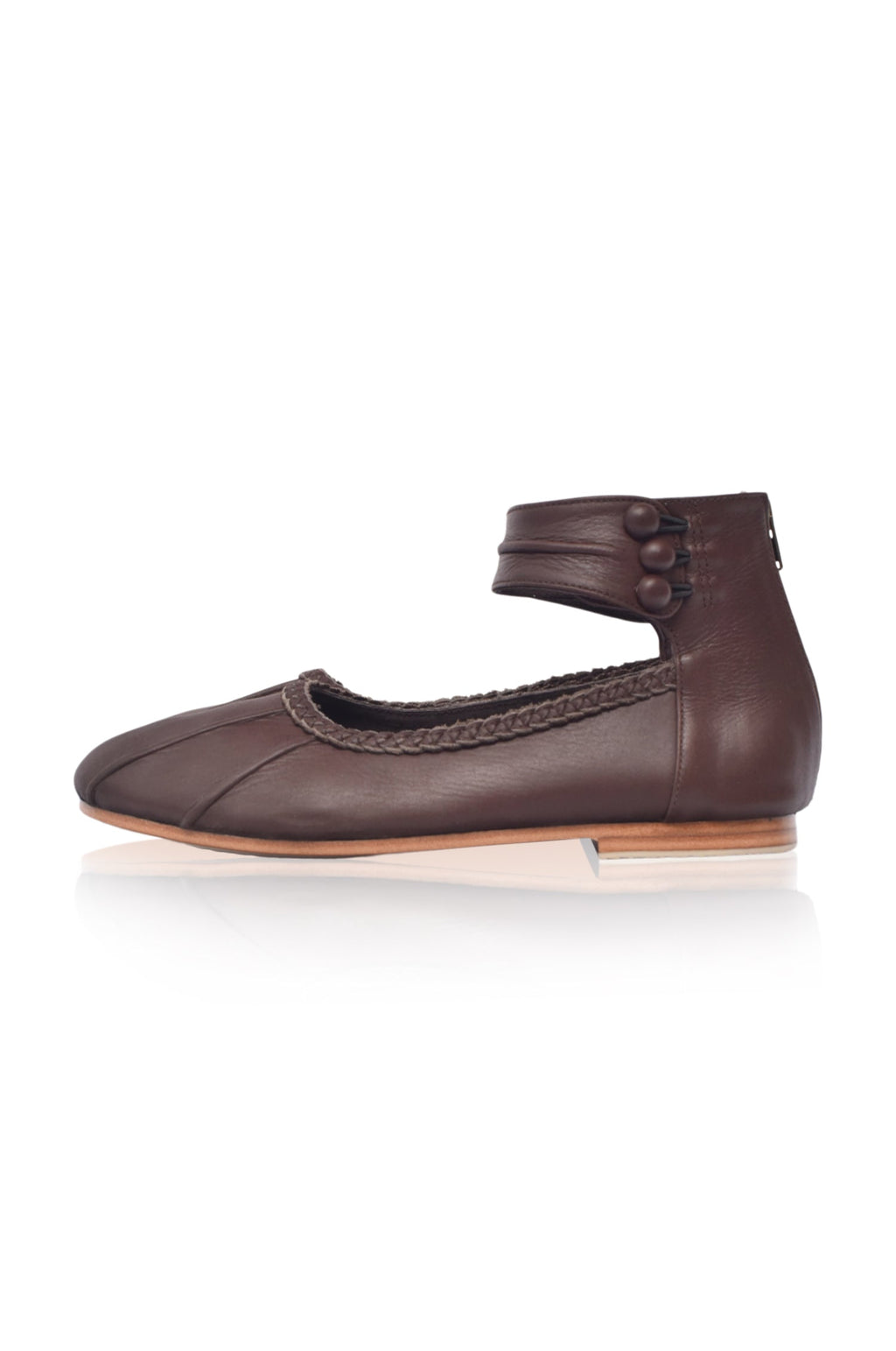 Muse Ankle Strap Leather Ballet Flats