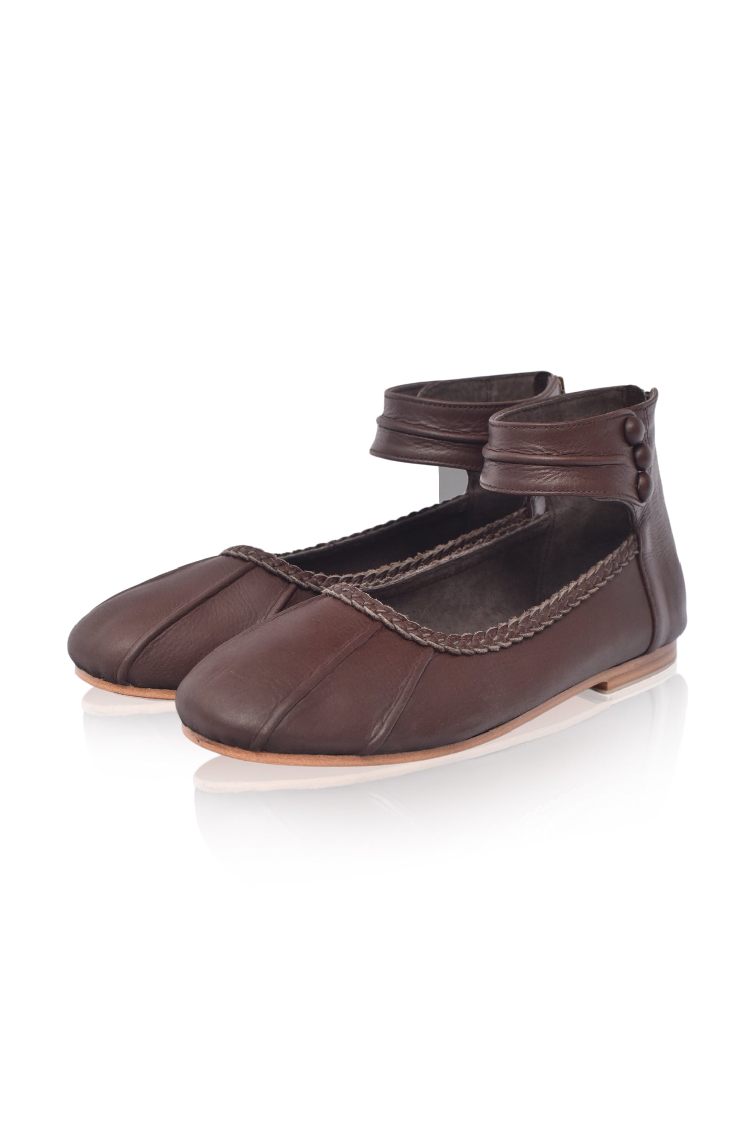 Muse Ankle Strap Leather Ballet Flats