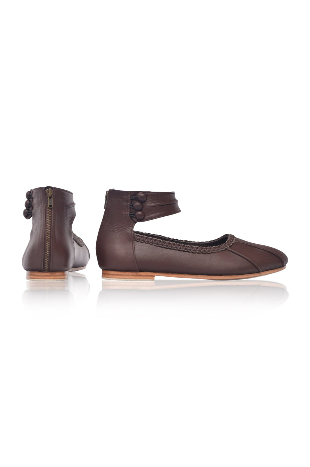Muse Ankle Strap Leather Ballet Flats