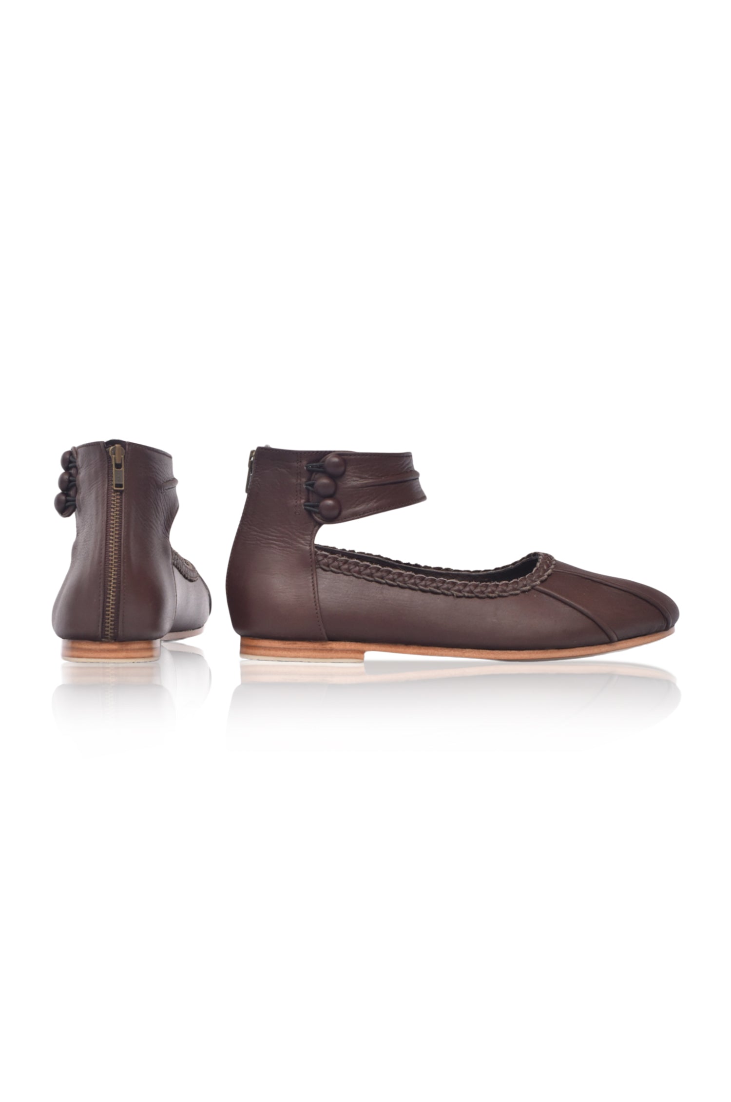 Muse Ankle Strap Leather Ballet Flats