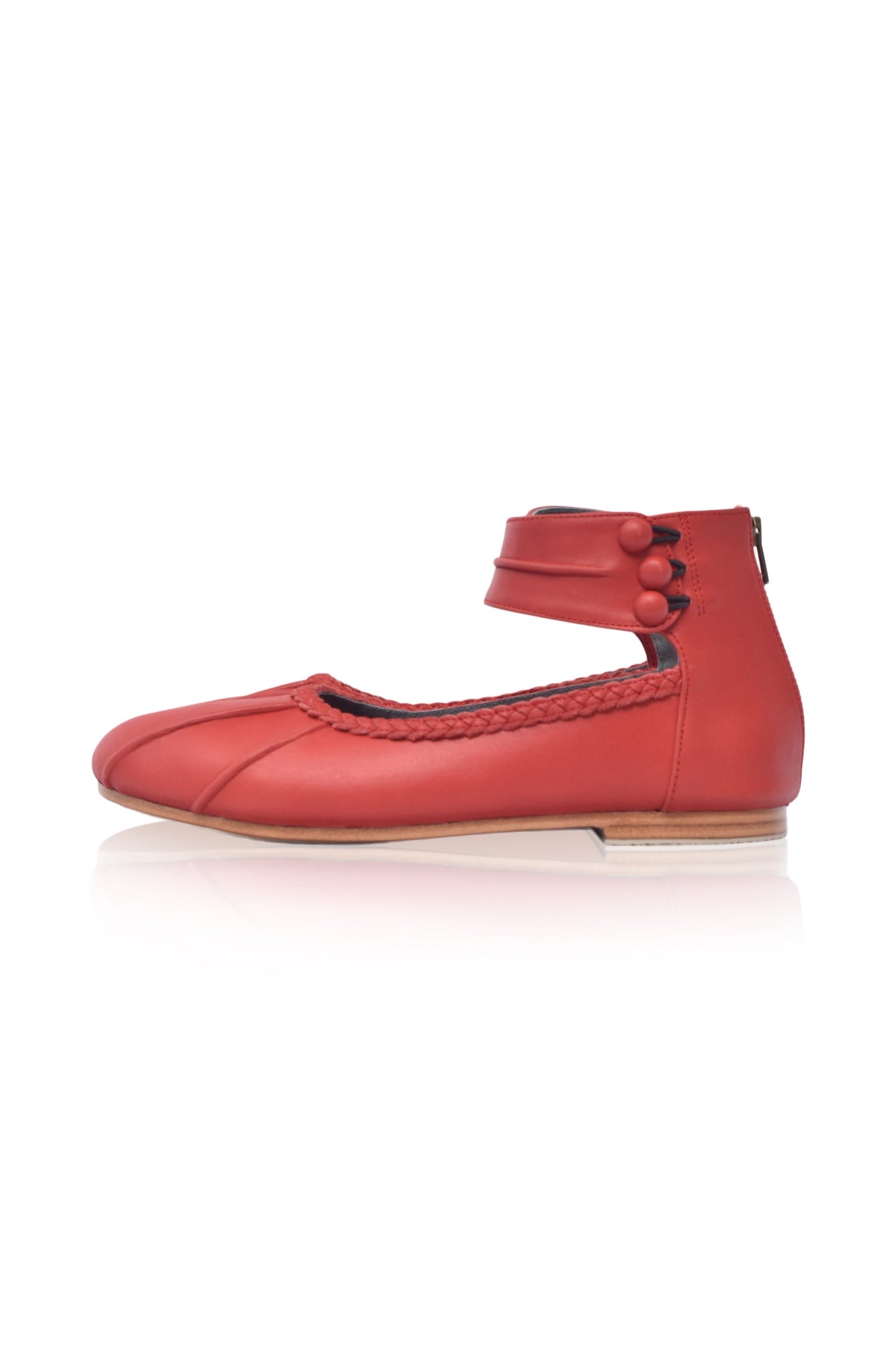 Muse Ankle Strap Leather Ballet Flats