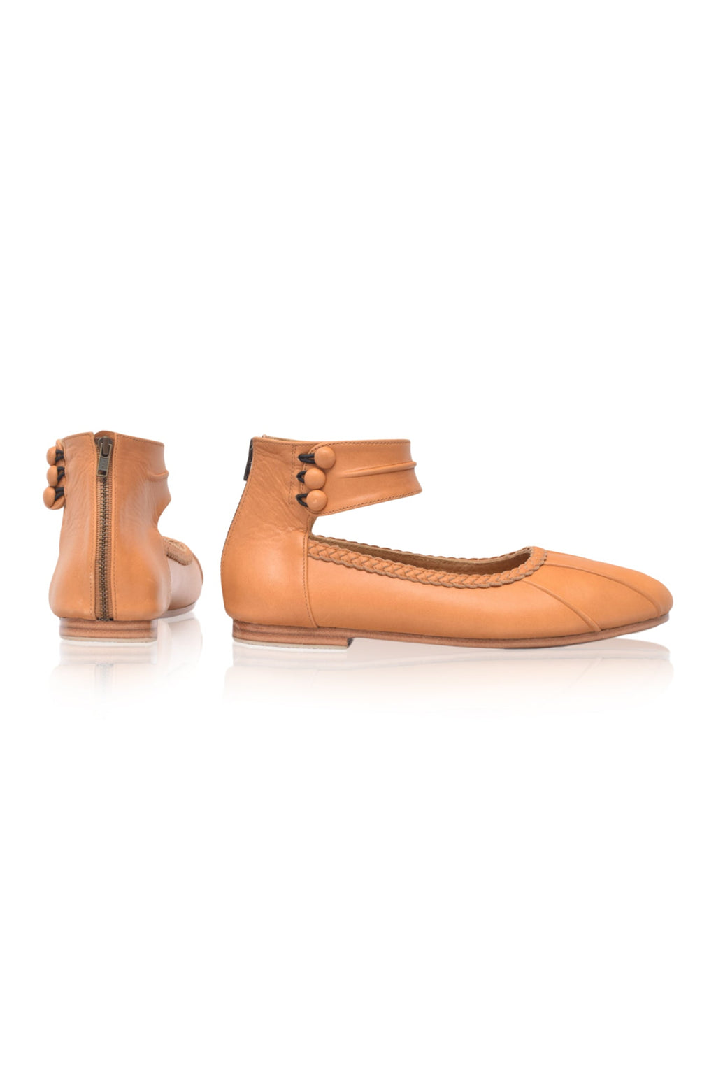 Muse Ankle Strap Leather Ballet Flats