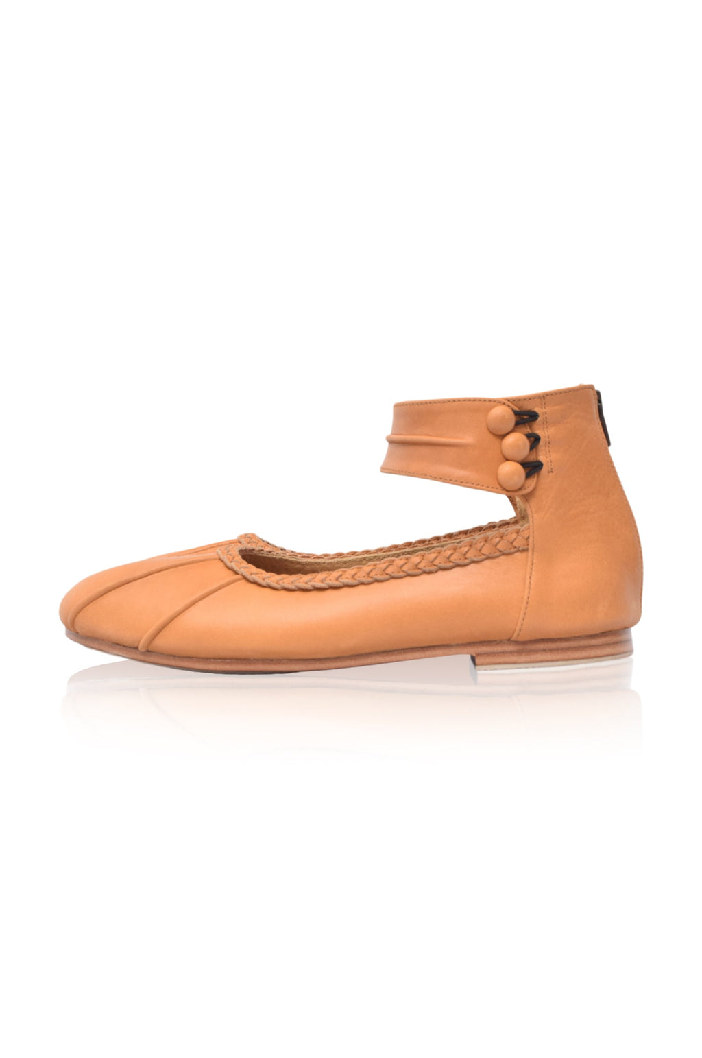 Muse Ankle Strap Leather Ballet Flats