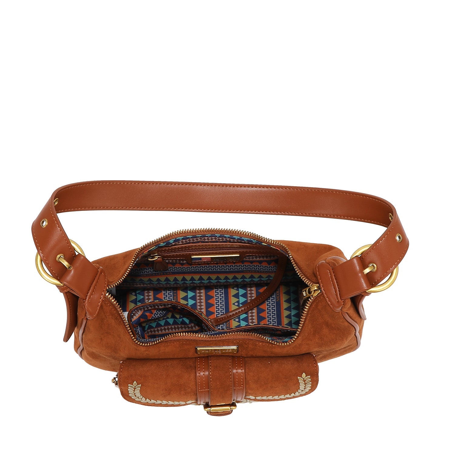 BOLSO DE HOMBRO CON DISEÑO FLORAL (OLIVA)
