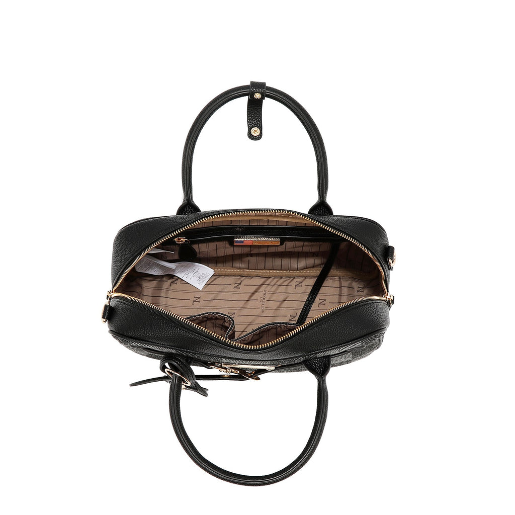 BOLSO BOSTON CHIC CON CUADROS (MARRON CLARO)